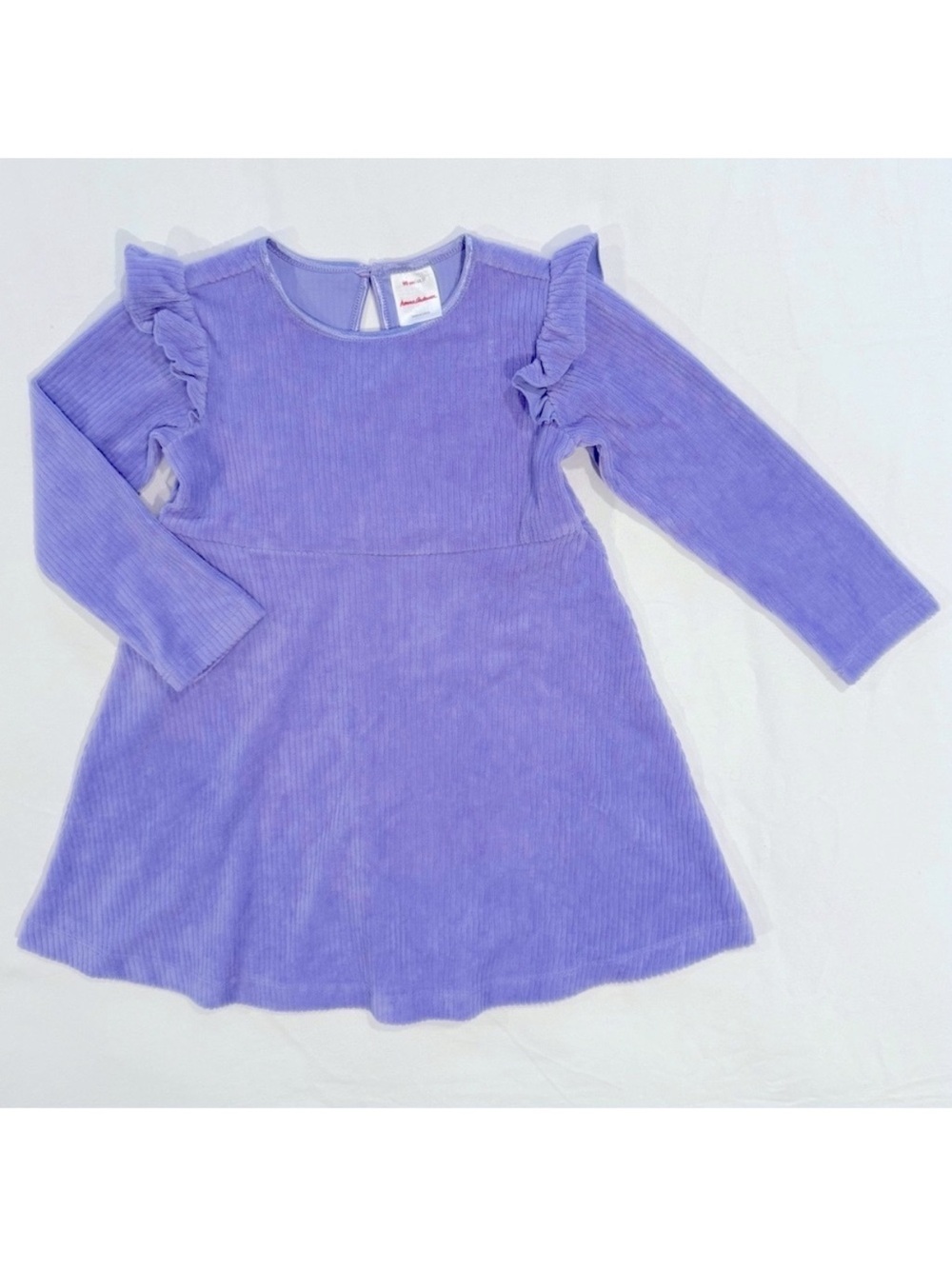 Hanna Andersson Baby Ribbed Velour Dress Girls 3T 90 cm Sweet Lavender Ruffles